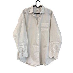 Summersalt White Cotton Oversized Long Sleeve Button Shirt Womens Medium